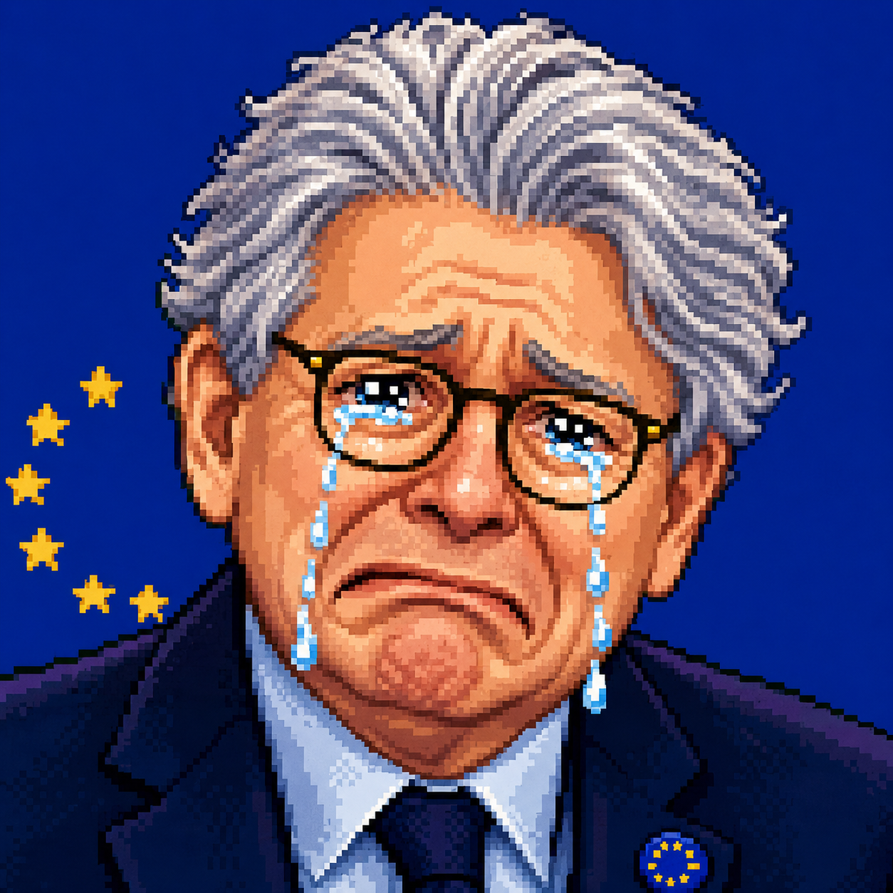 Thierry Breton pleurant